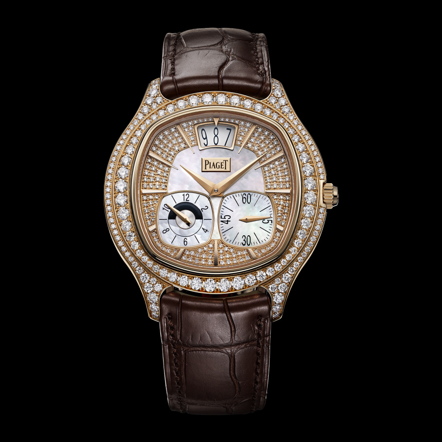 Réplique Montre Piaget en or rose et diamants à double fuseau horaire